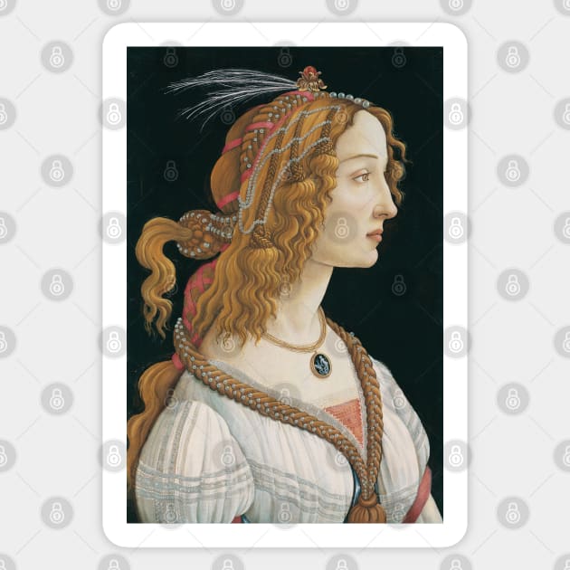 Idealized Portrait of a Lady (Portrait of Simonetta Vespucci as Nymph), Sandro Botticelli Sticker by immortalpeaches